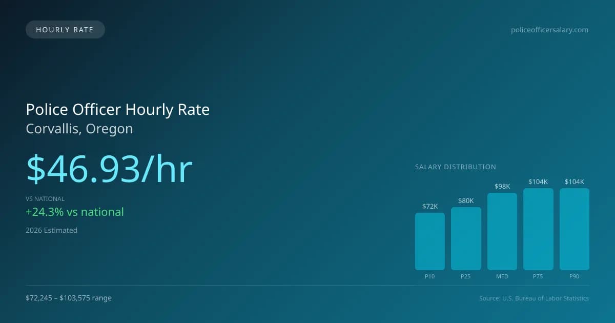 Police Officer Hourly Rate in Corvallis, OR — 2026 est., based on 2025 BLS