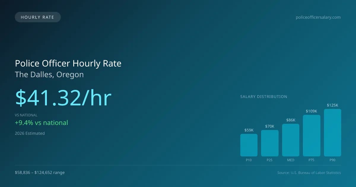 Police Officer Hourly Rate in The Dalles, OR — 2026 est., based on 2025 BLS