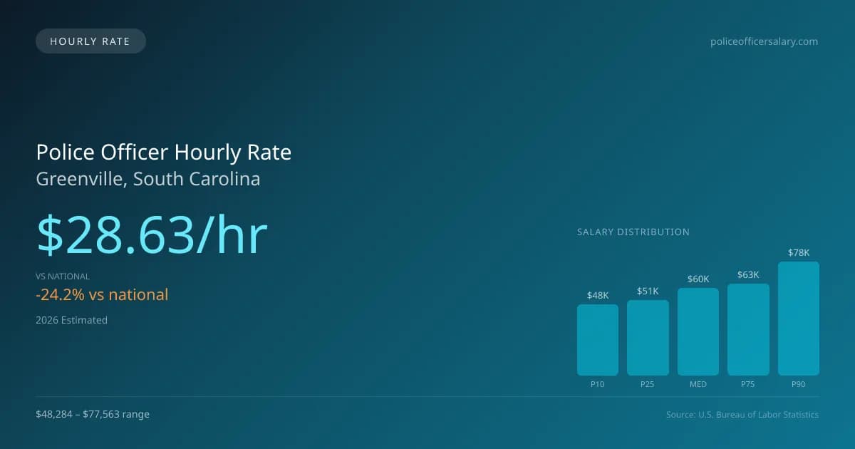 Police Officer Hourly Rate in Greenville, SC — 2026 est., based on 2025 BLS