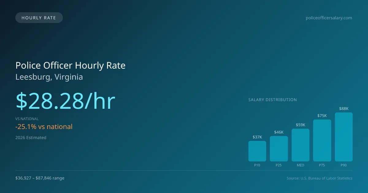 Police Officer Hourly Rate in Leesburg, VA — 2026 est., based on 2025 BLS