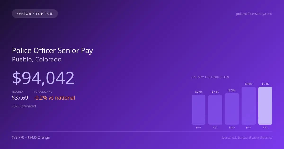 Police Officer Senior Salary in Pueblo, CO — 2026 est., based on 2025 BLS