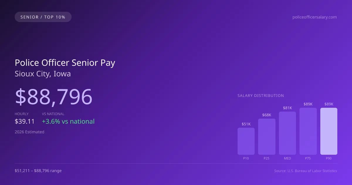 Police Officer Senior Salary in Sioux City, IA — 2026 est., based on 2025 BLS