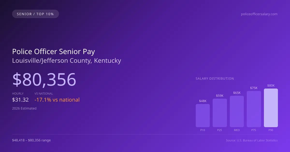 Police Officer Senior Salary in Louisville/Jefferson County, KY — 2026 est., based on 2025 BLS