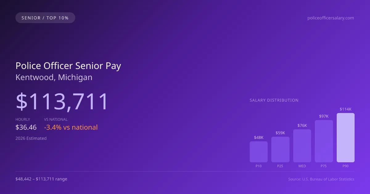 Police Officer Senior Salary in Kentwood, MI — 2026 est., based on 2025 BLS