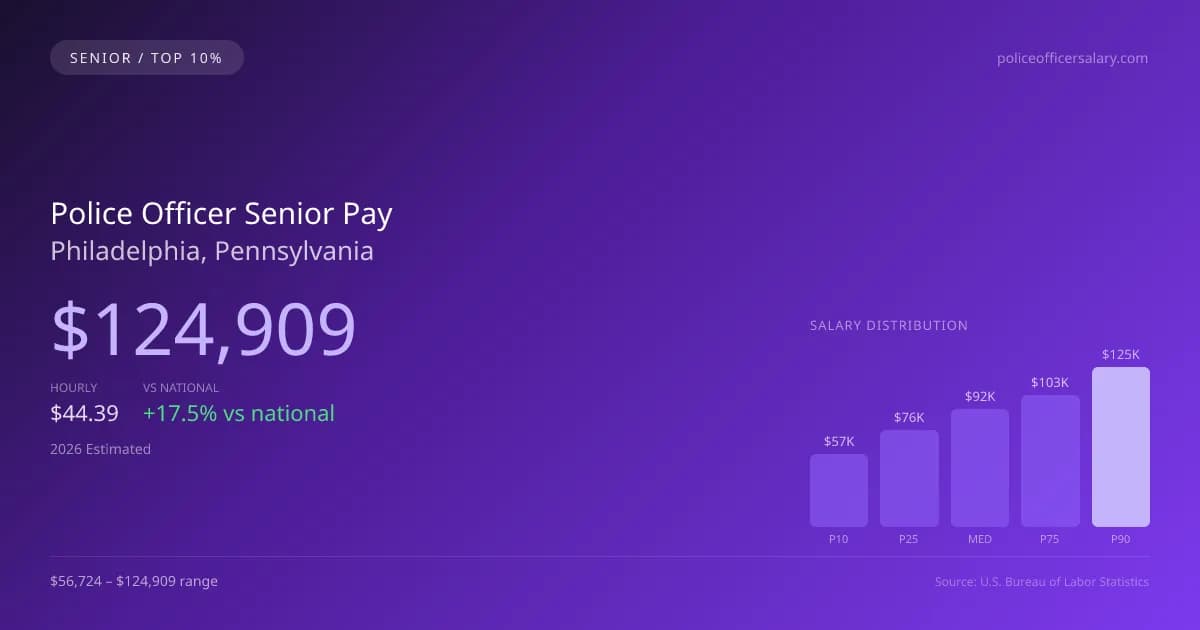 Police Officer Senior Salary in Philadelphia, PA — 2026 est., based on 2025 BLS