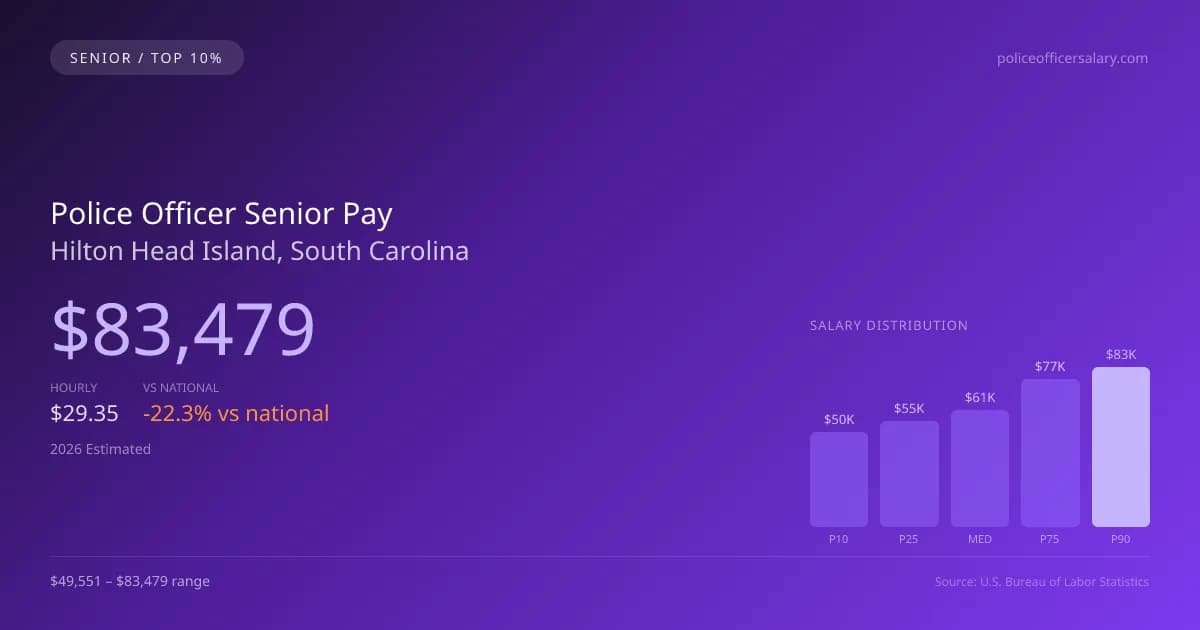 Police Officer Senior Salary in Hilton Head Island, SC — 2026 est., based on 2025 BLS