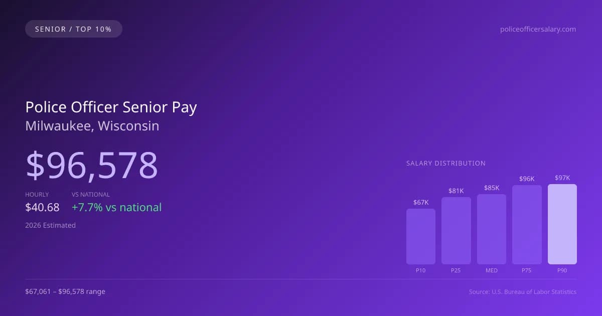 Police Officer Senior Salary in Milwaukee, WI — 2026 est., based on 2025 BLS