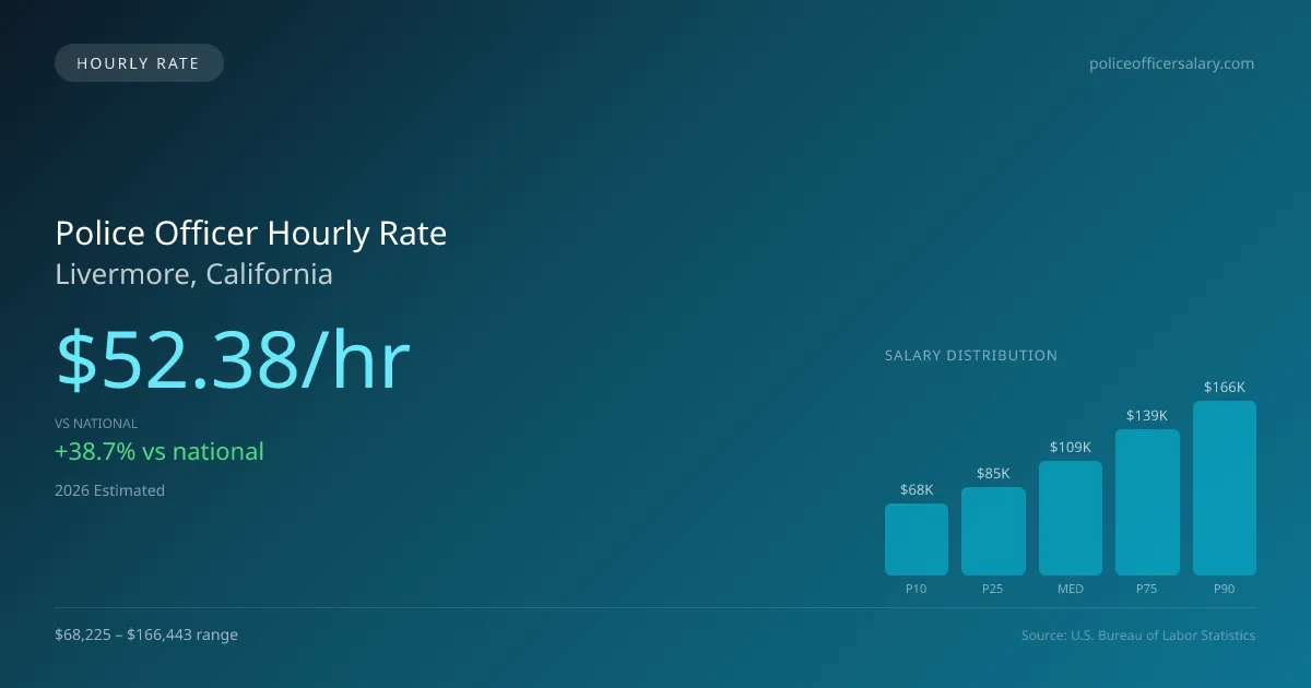 Police Officer Hourly Rate in Livermore, CA — 2026 est., based on 2025 BLS