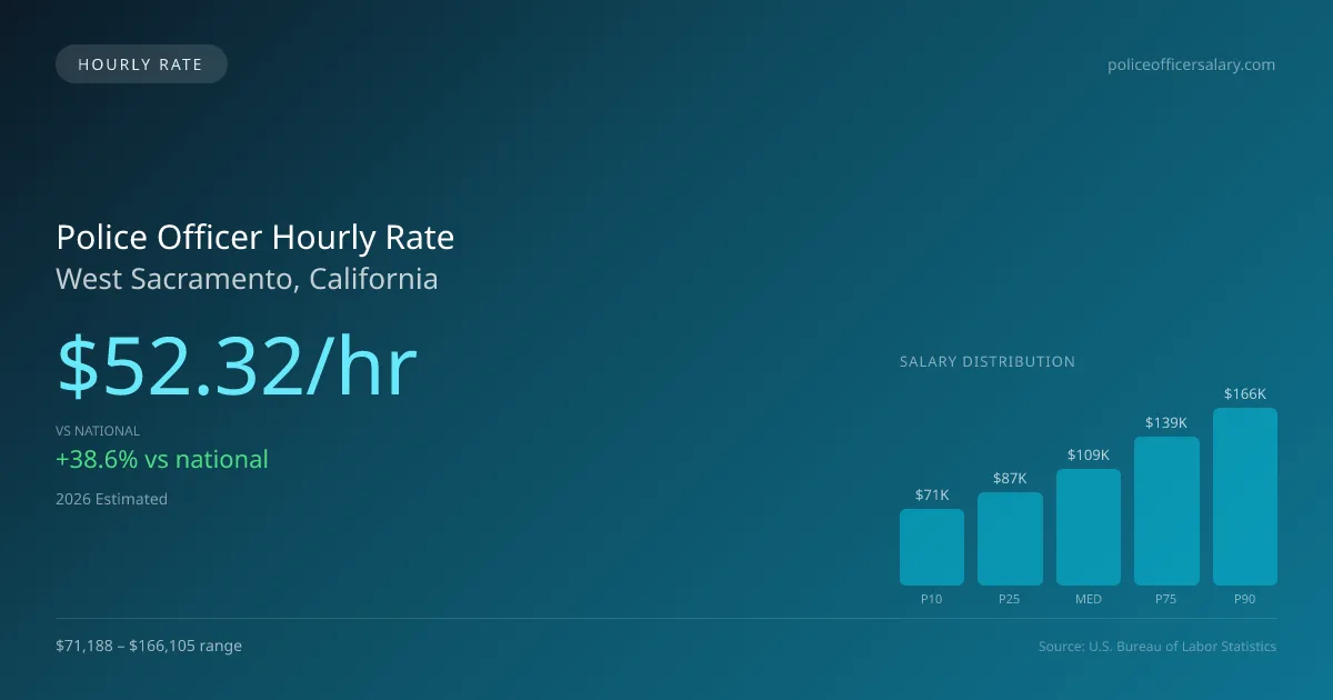 Police Officer Hourly Rate in West Sacramento, CA — 2026 est., based on 2025 BLS