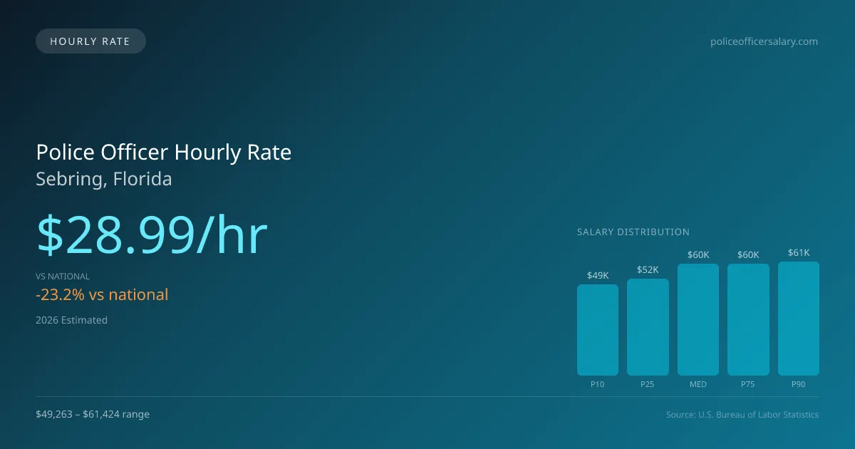 Police Officer Hourly Rate in Sebring, FL — 2026 est., based on 2025 BLS