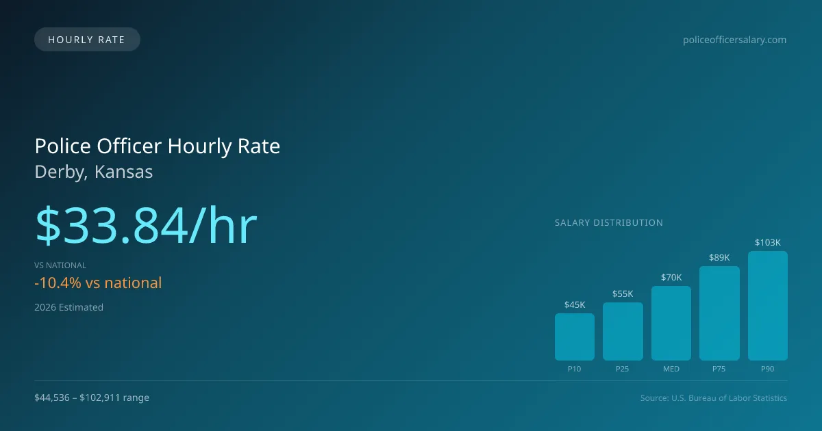 Police Officer Hourly Rate in Derby, KS — 2026 est., based on 2025 BLS