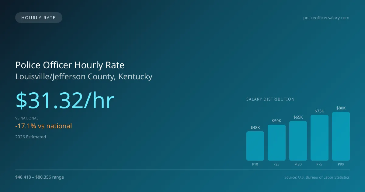 Police Officer Hourly Rate in Louisville/Jefferson County, KY — 2026 est., based on 2025 BLS