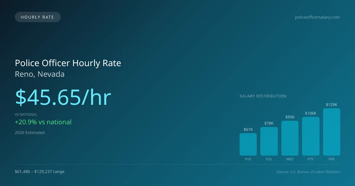 Police Officer Hourly Rate in Reno, NV — 2026 est., based on 2025 BLS