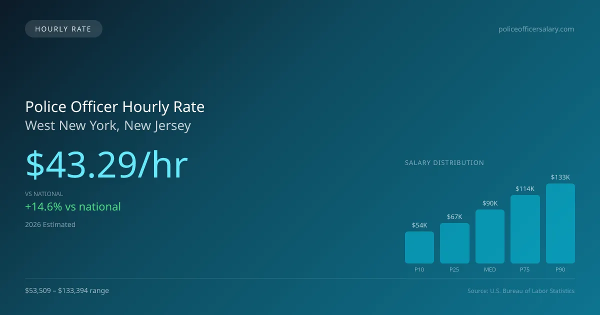 Police Officer Hourly Rate in West New York, NJ — 2026 est., based on 2025 BLS