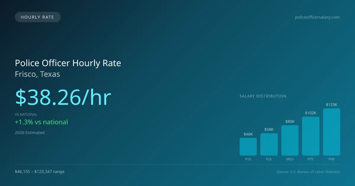 Police Officer Hourly Rate in Frisco, TX — 2026 est., based on 2025 BLS
