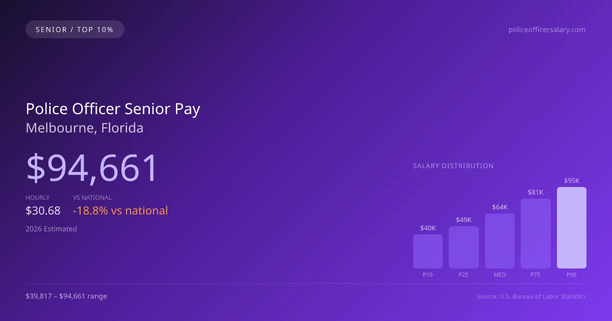 Police Officer Senior Salary in Melbourne, FL — 2026 est., based on 2025 BLS
