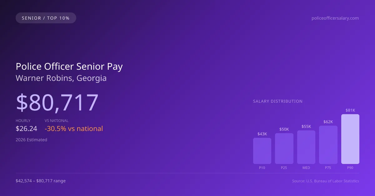 Police Officer Senior Salary in Warner Robins, GA — 2026 est., based on 2025 BLS
