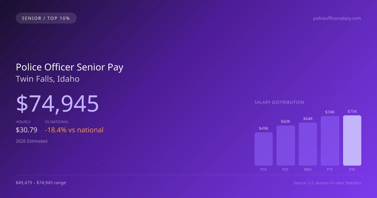 Police Officer Senior Salary in Twin Falls, ID — 2026 est., based on 2025 BLS