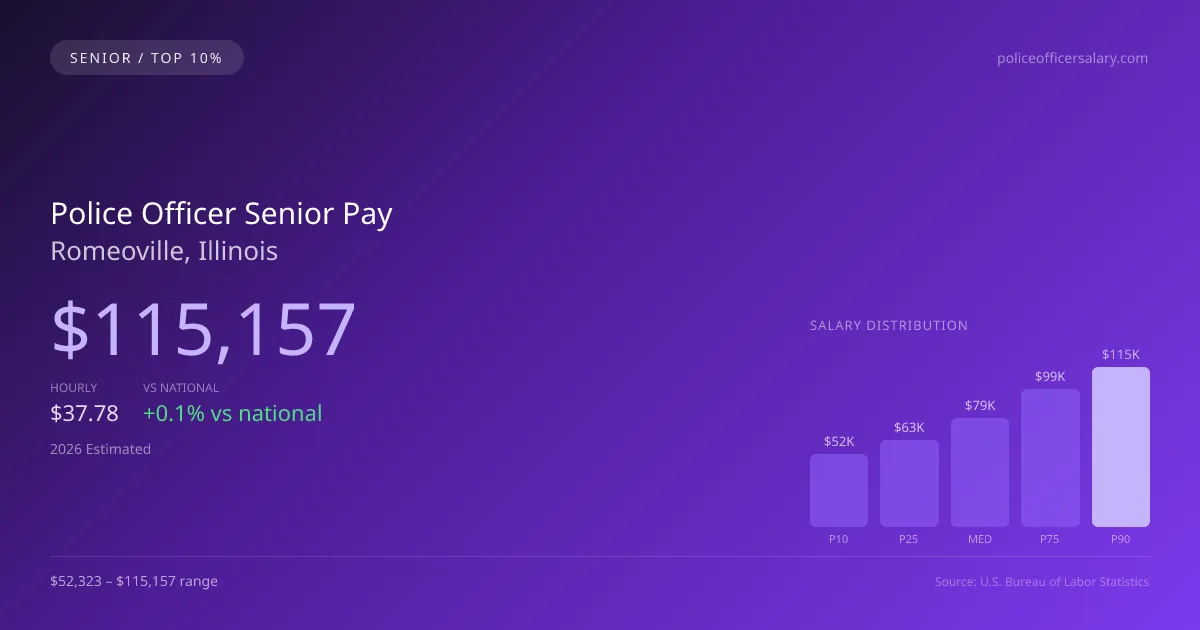 Police Officer Senior Salary in Romeoville, IL — 2026 est., based on 2025 BLS