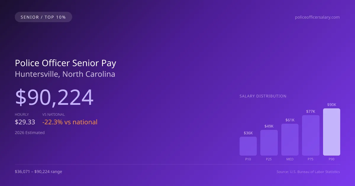 Police Officer Senior Salary in Huntersville, NC — 2026 est., based on 2025 BLS