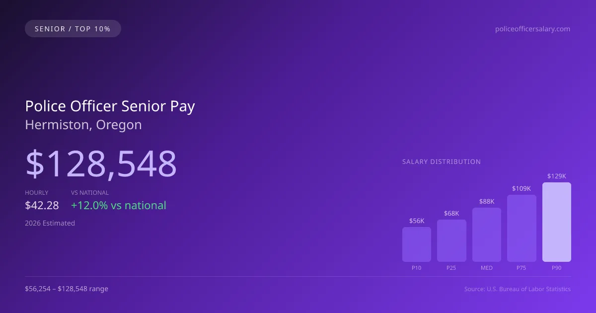 Police Officer Senior Salary in Hermiston, OR — 2026 est., based on 2025 BLS