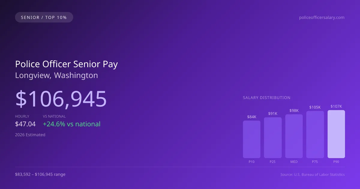 Police Officer Senior Salary in Longview, WA — 2026 est., based on 2025 BLS