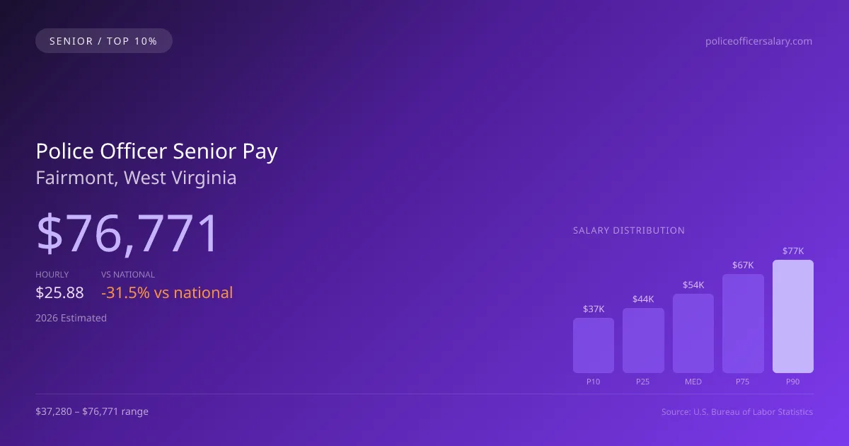 Police Officer Senior Salary in Fairmont, WV — 2026 est., based on 2025 BLS