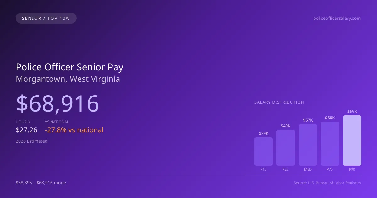 Police Officer Senior Salary in Morgantown, WV — 2026 est., based on 2025 BLS