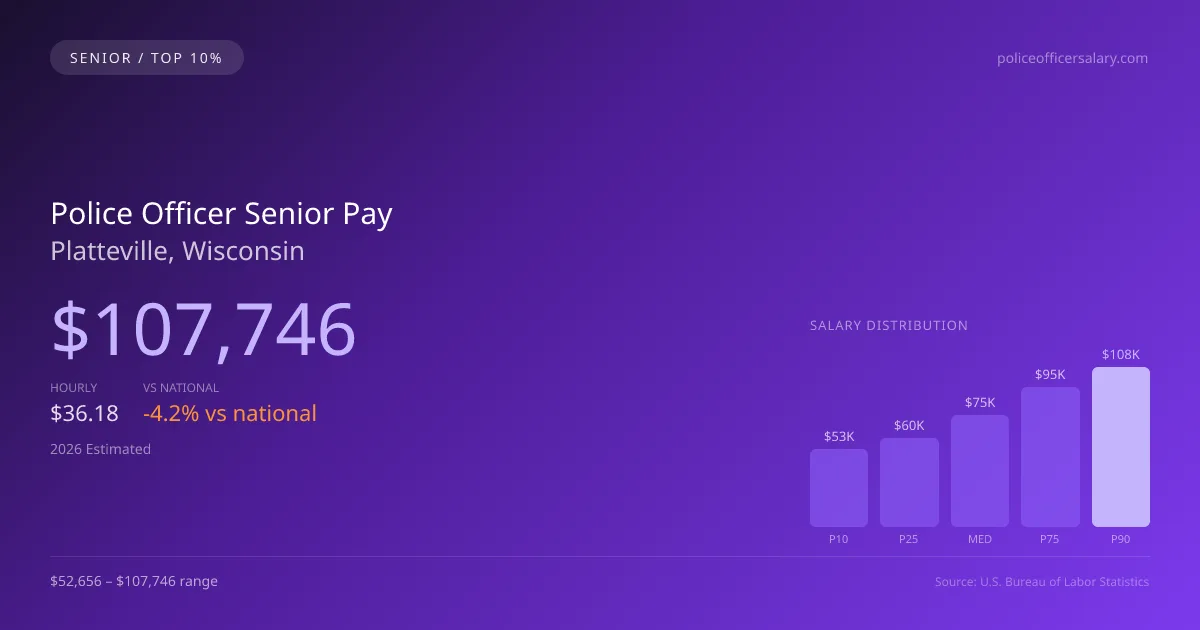 Police Officer Senior Salary in Platteville, WI — 2026 est., based on 2025 BLS