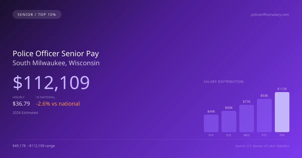 Police Officer Senior Salary in South Milwaukee, WI — 2026 est., based on 2025 BLS