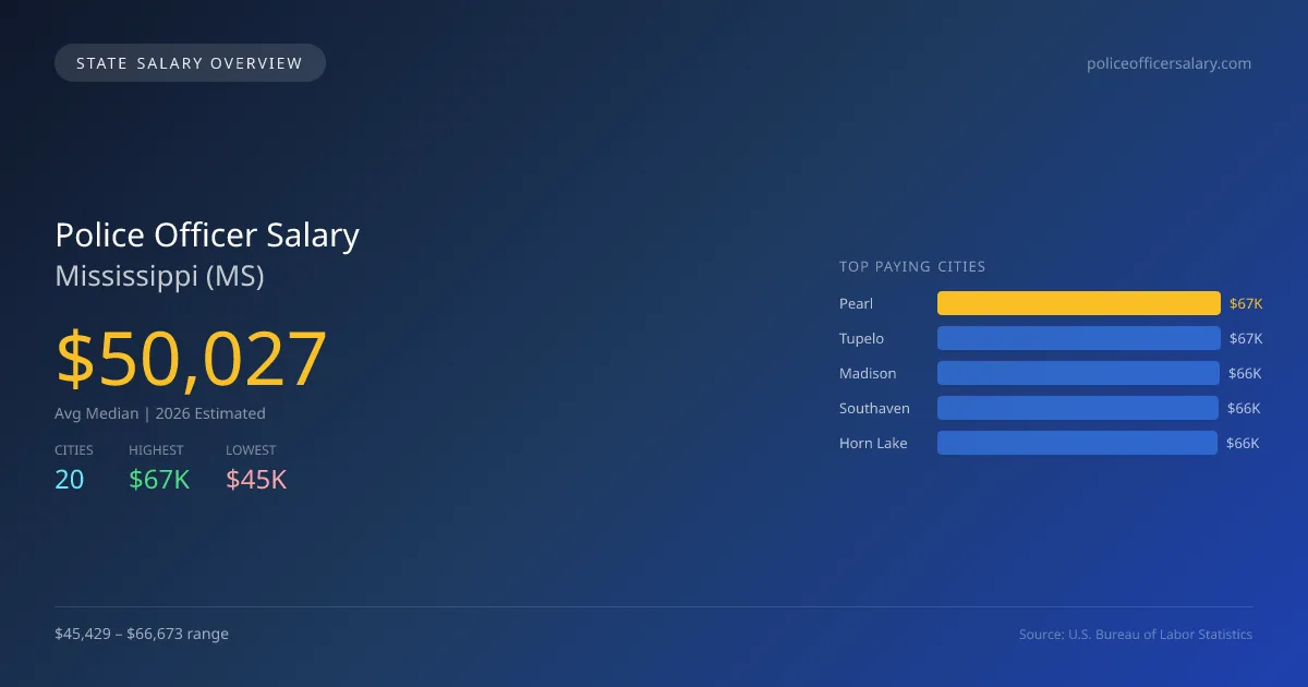 Police Officer Salary in Mississippi - 2025 BLS Data Infographic